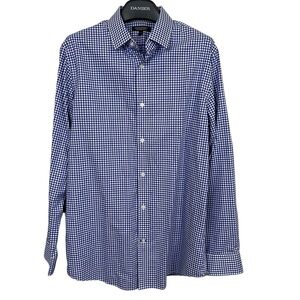 Banana Republic Shirt Men L Cotton Long Sleeve Non Iron Slim Fit blue checkered‎
